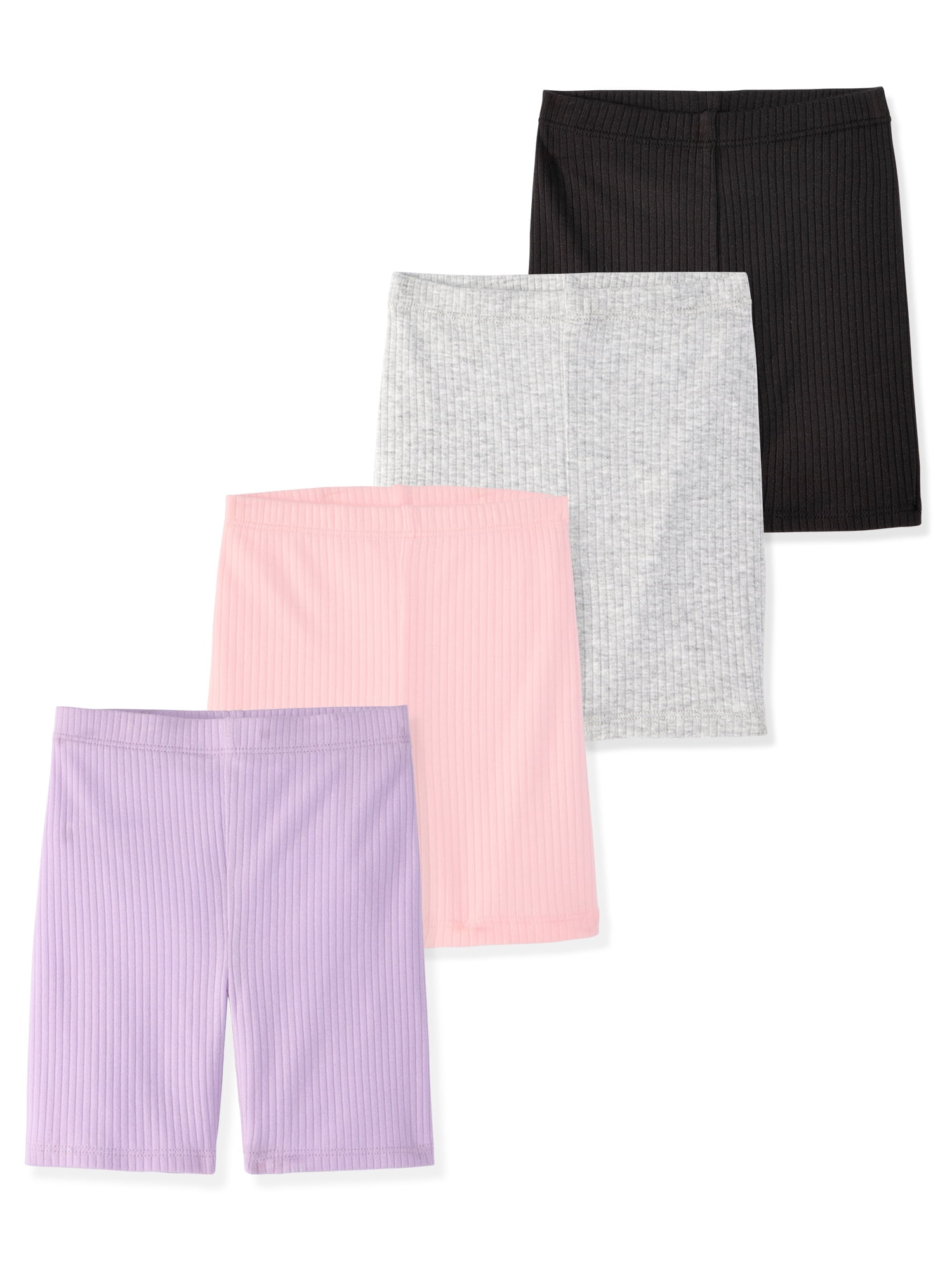 Garanimals Newborn, Baby & Toddler Girl Ribbed Cotton Biker Shorts, 4-Pack, Sizes 0-6T