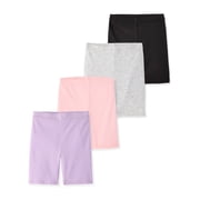 Garanimals Newborn, Baby & Toddler Girl Ribbed Cotton Biker Shorts, 4-Pack, Sizes 0-6T