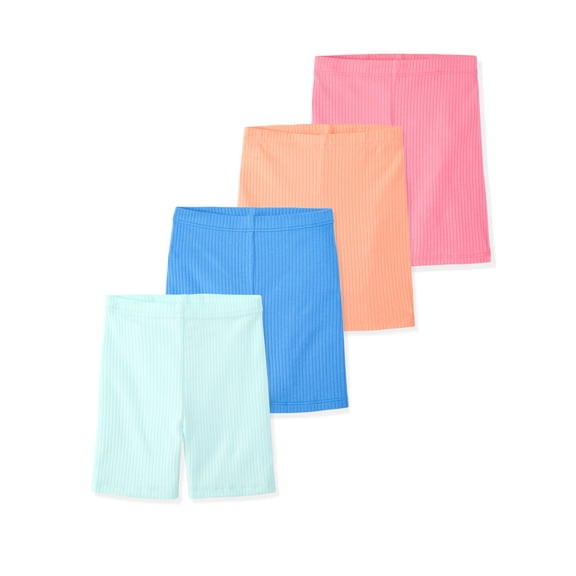 Garanimals Baby & Toddler Girl Ribbed Cotton Biker Shorts, 4-Pack, 18M–6T