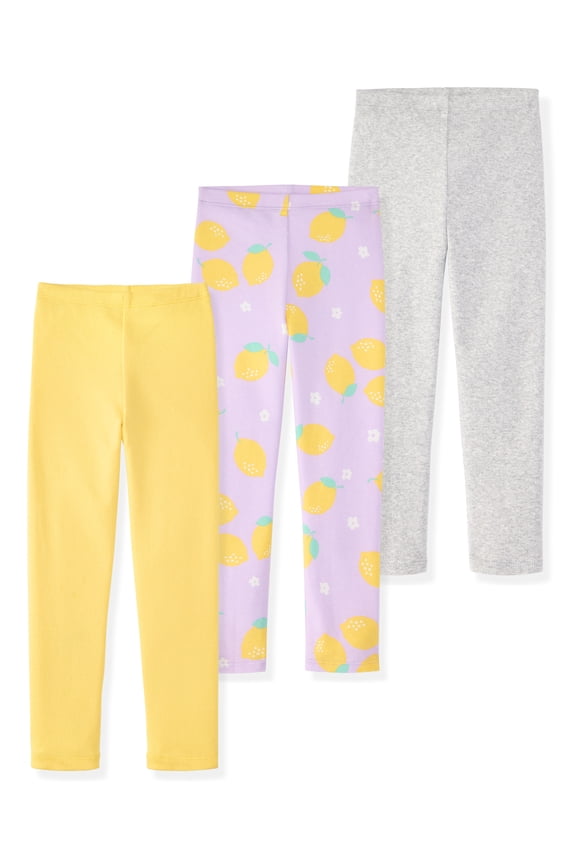 Baby & Toddler Girl Ribbed Cotton Pull-On Leggings, 3-Pack, 0M–6T