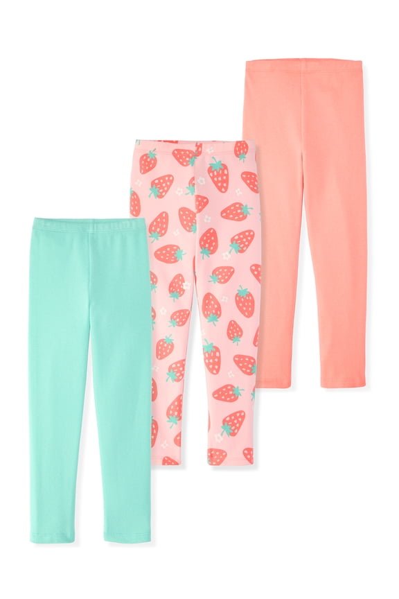 Baby & Toddler Girl Ribbed Cotton Pull-On Leggings, 3-Pack, 0M–6T