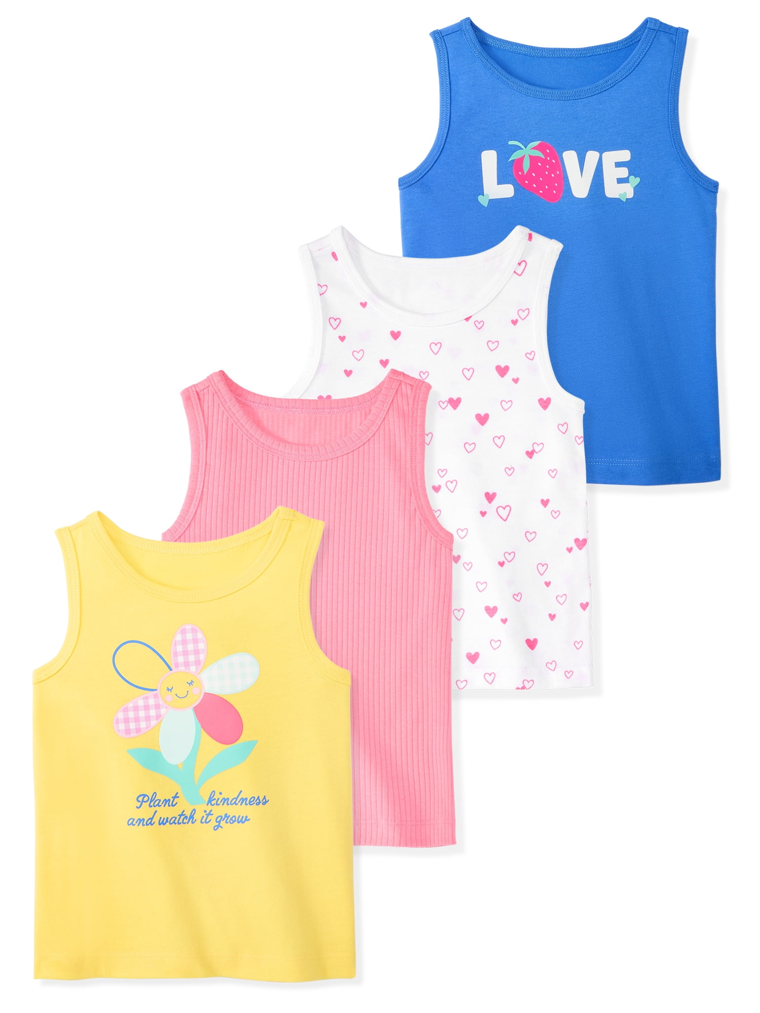 Garanimals Newborn, Baby & Toddler Girl Cotton Graphic Tank Tops, 4‑Pack, Sizes 0-6T
