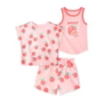 thumbnail image 1 of Garanimals Newborn, Baby & Toddler Girl Cotton Terry 3-Piece Set, Tank, Tee & Pull-On Shorts, Sizes 0-6T, 1 of 11