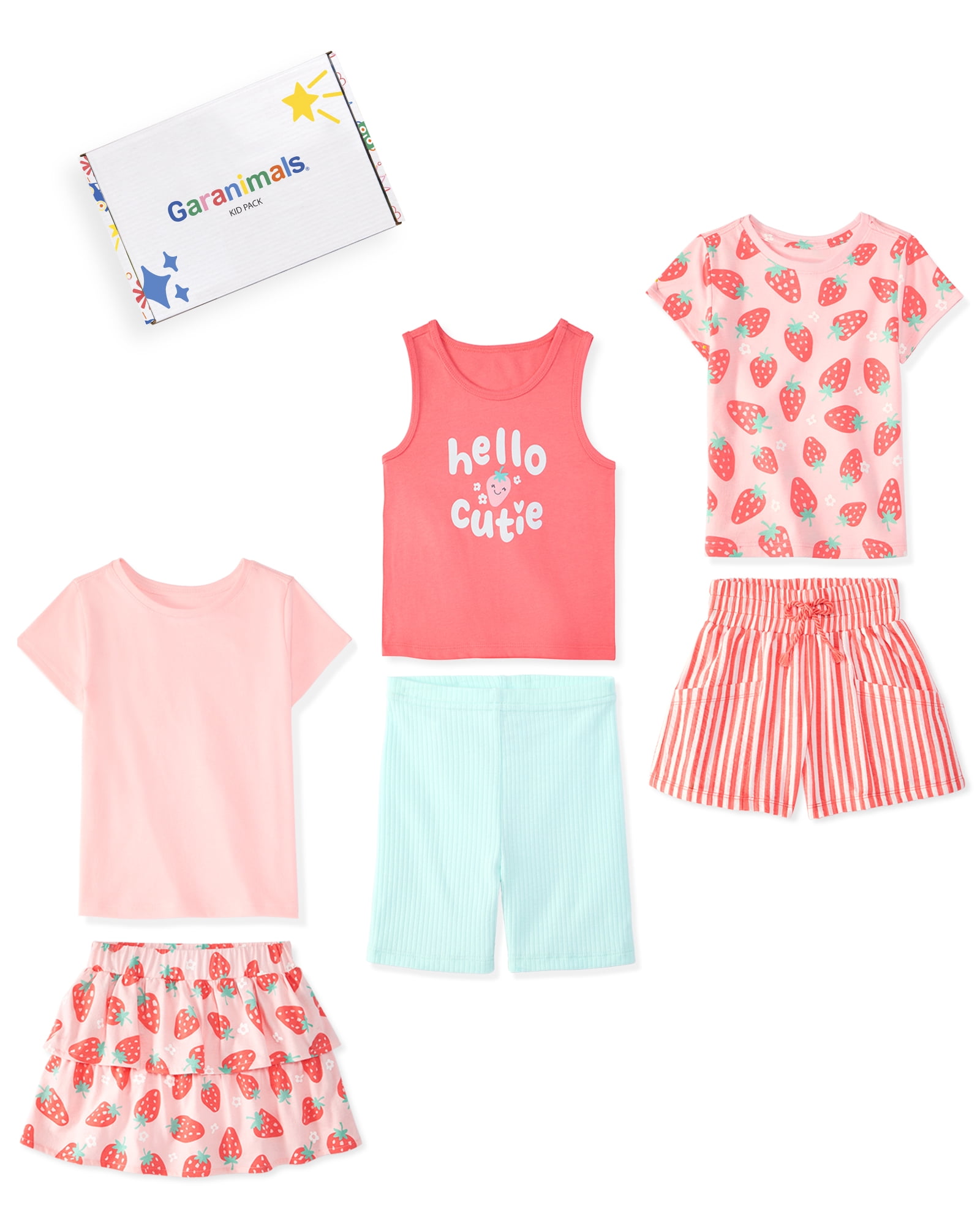Garanimals Newborn, Baby & Toddler Girl Cotton 6-Piece Outfit Sets, Graphic Tops & Bottoms, Sizes 0-6T