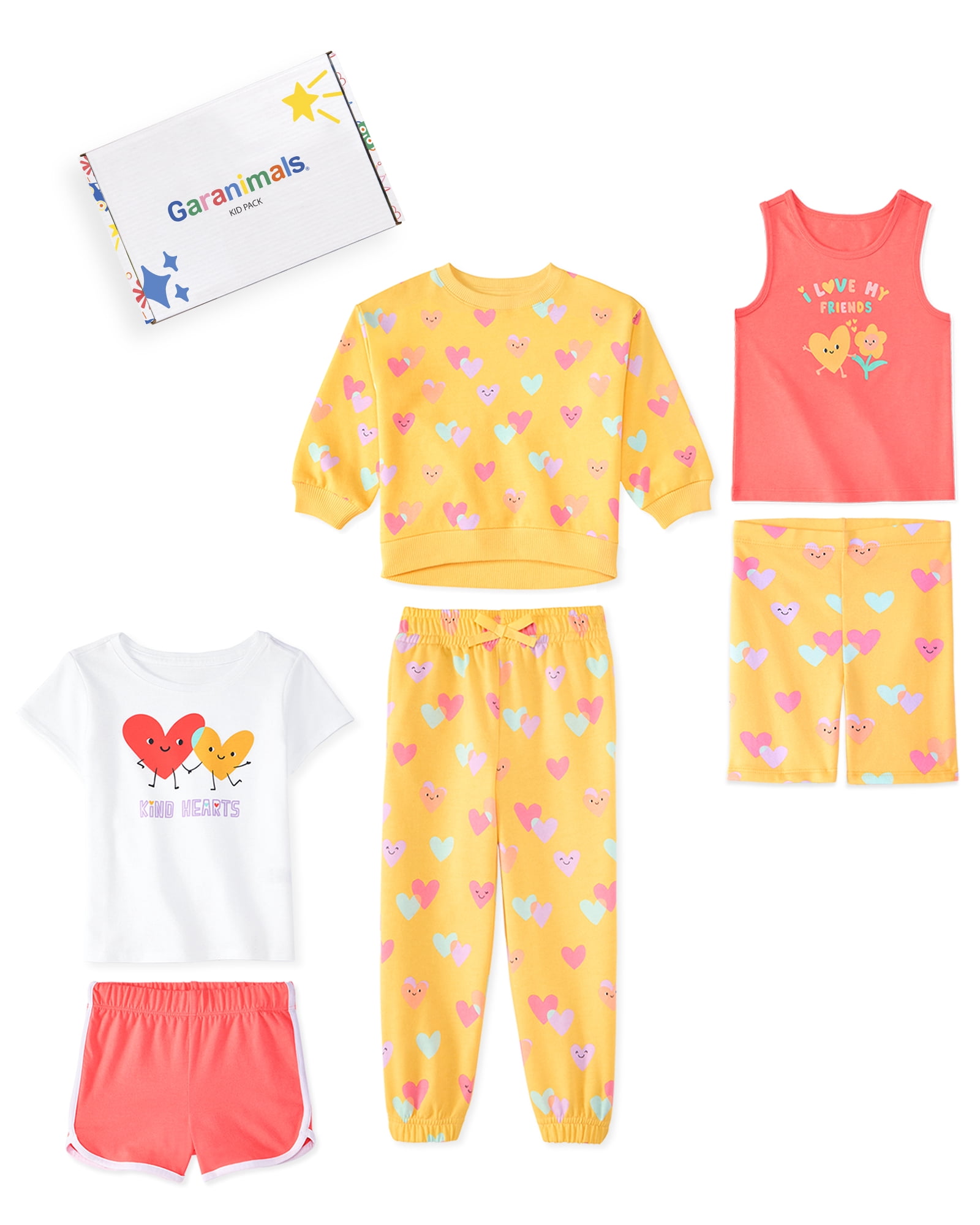Garanimals Newborn, Baby & Toddler Girl Cotton 6-Piece Outfit Sets, Graphic Tops & Bottoms, Sizes 0-6T
