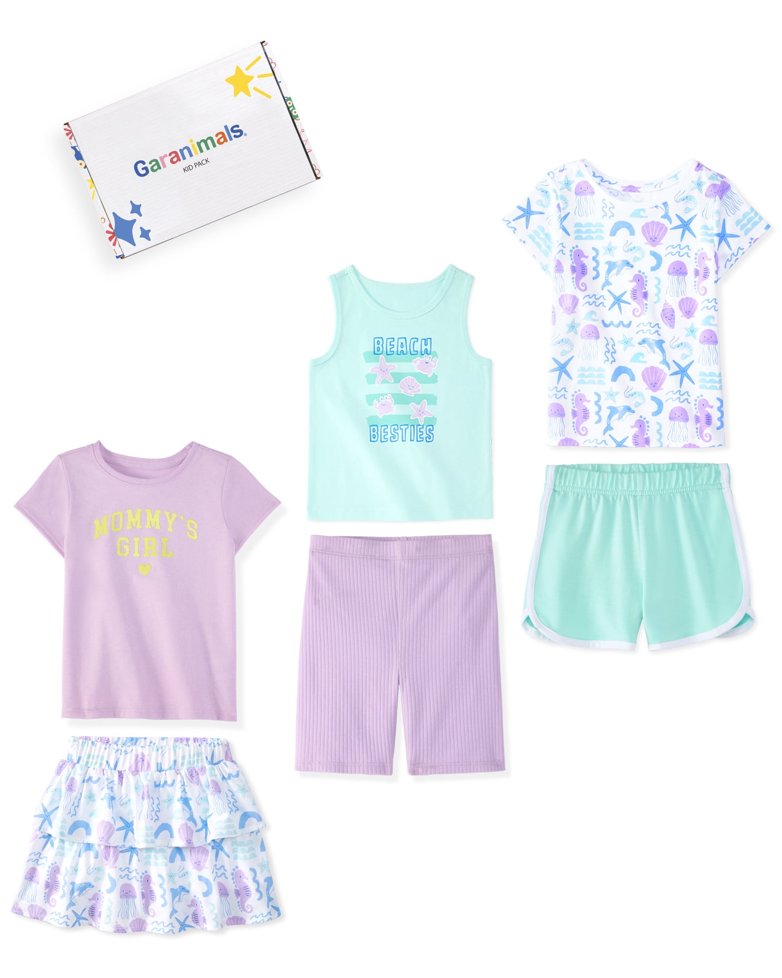 Garanimals Newborn, Baby & Toddler Girl Cotton 6-Piece Outfit Sets, Graphic Tops & Bottoms, Sizes 0-6T