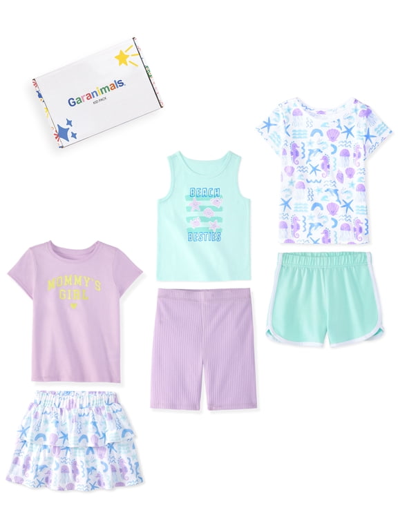 Newborn, Baby & Toddler Girl Cotton 6-Piece Outfit Sets, Graphic Tops & Bottoms, Sizes 0-6T