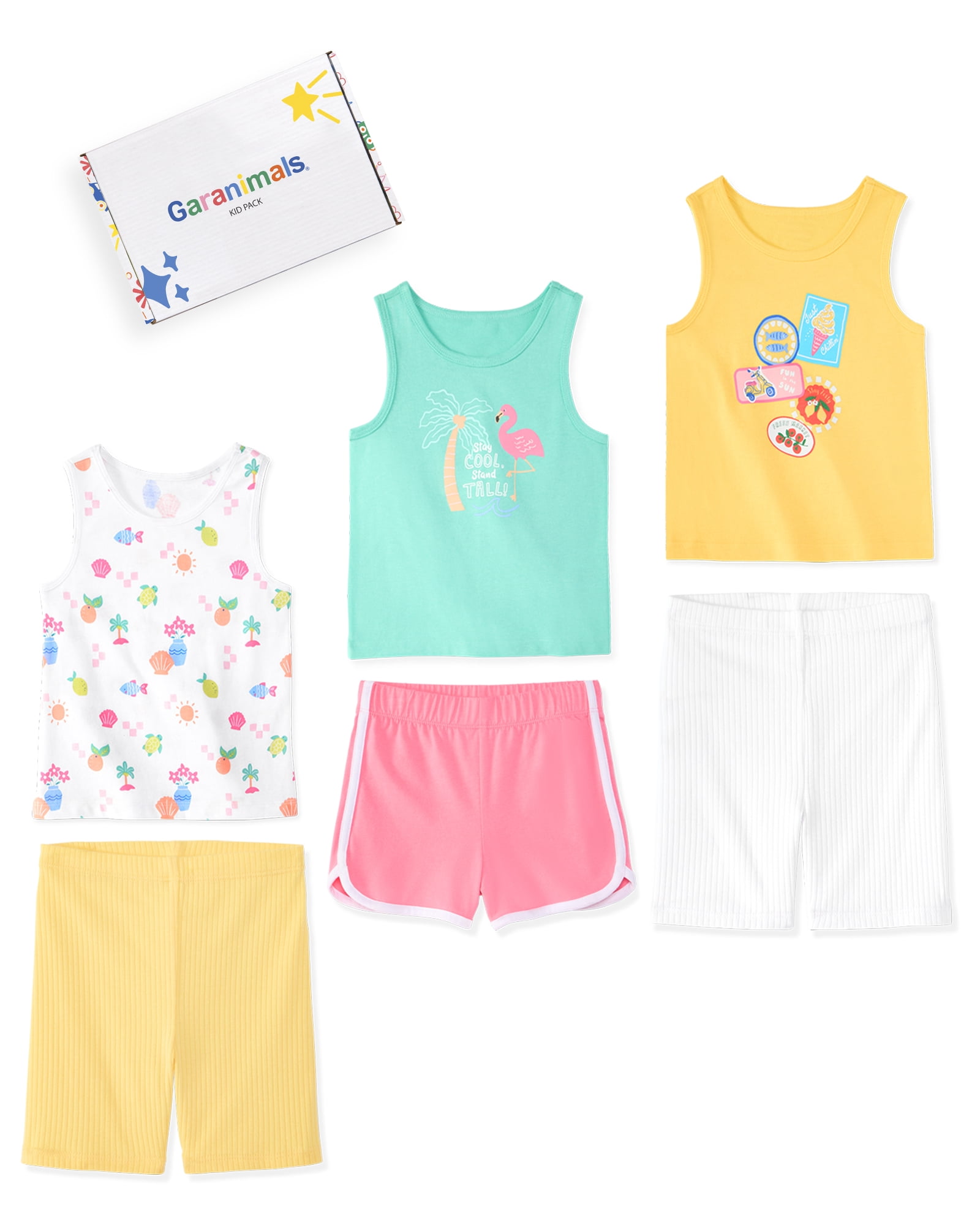 Garanimals Newborn, Baby & Toddler Girl Cotton 6-Piece Outfit Sets, Graphic Tops & Bottoms, Sizes 0-6T