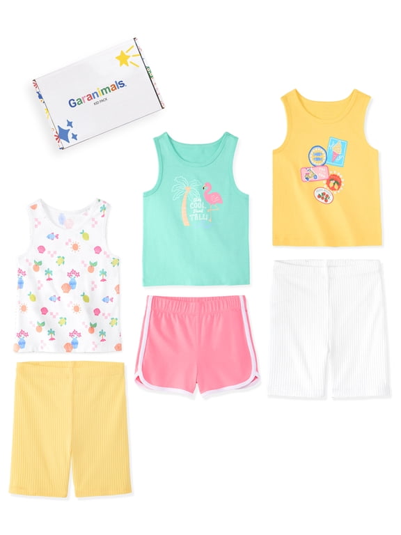 Newborn, Baby & Toddler Girl Cotton 6-Piece Outfit Sets, Graphic Tops & Bottoms, Sizes 0-6T