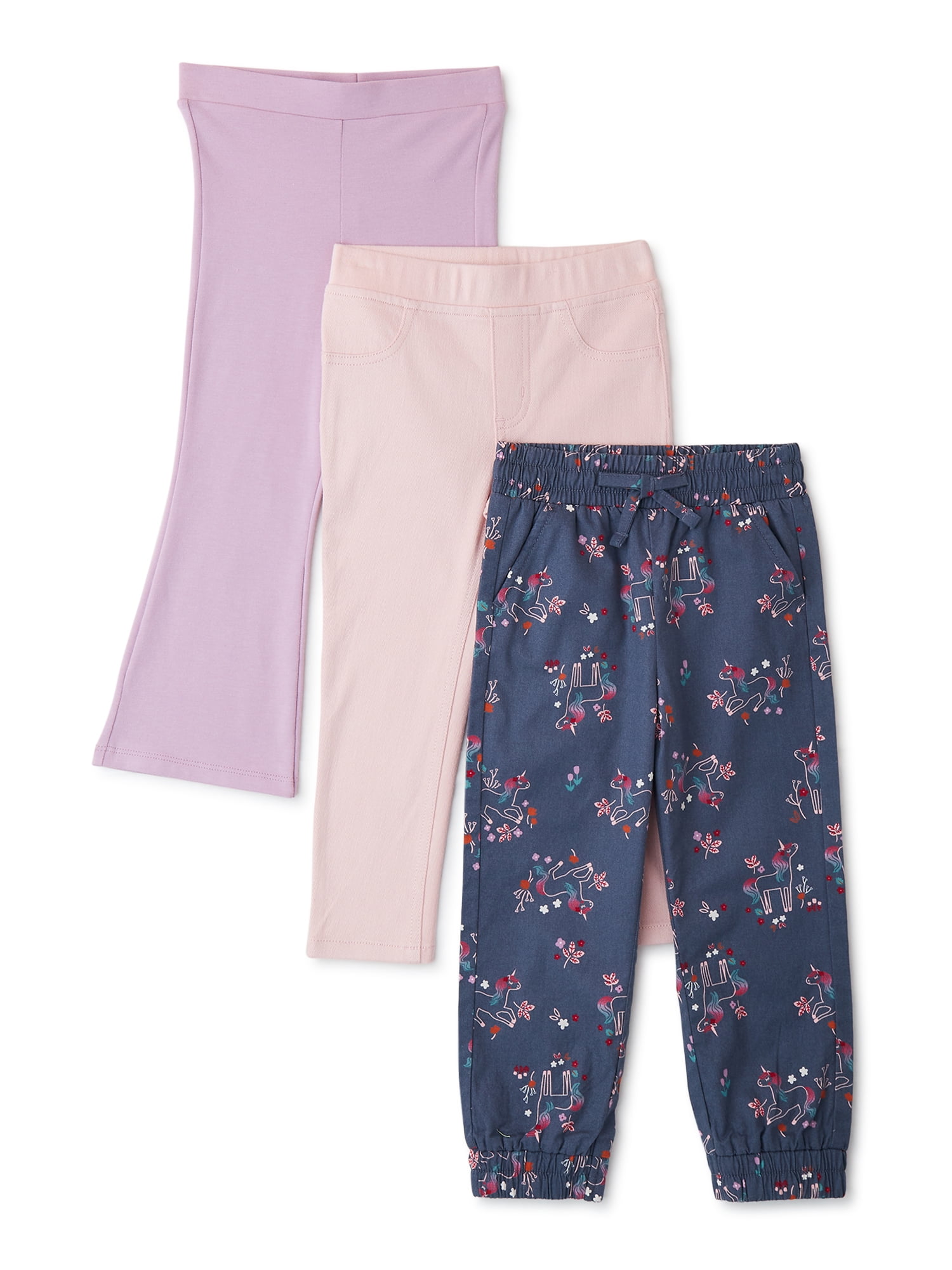 Garanimals Baby and Toddler Girl Pants, 3Pack, Sizes 12M5T