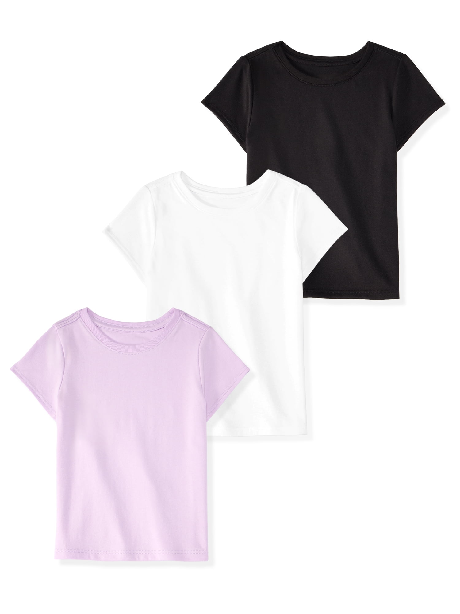 Garanimals Newborn, Baby & Toddler Girl Cotton Short-Sleeve Solid T-Shirts, 3-Pack, Sizes 0-6T