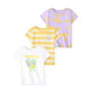 Garanimals Newborn, Baby & Toddler Girl Cotton Short-Sleeve Graphic T-Shirts, 3-Pack, Sizes 0-6T