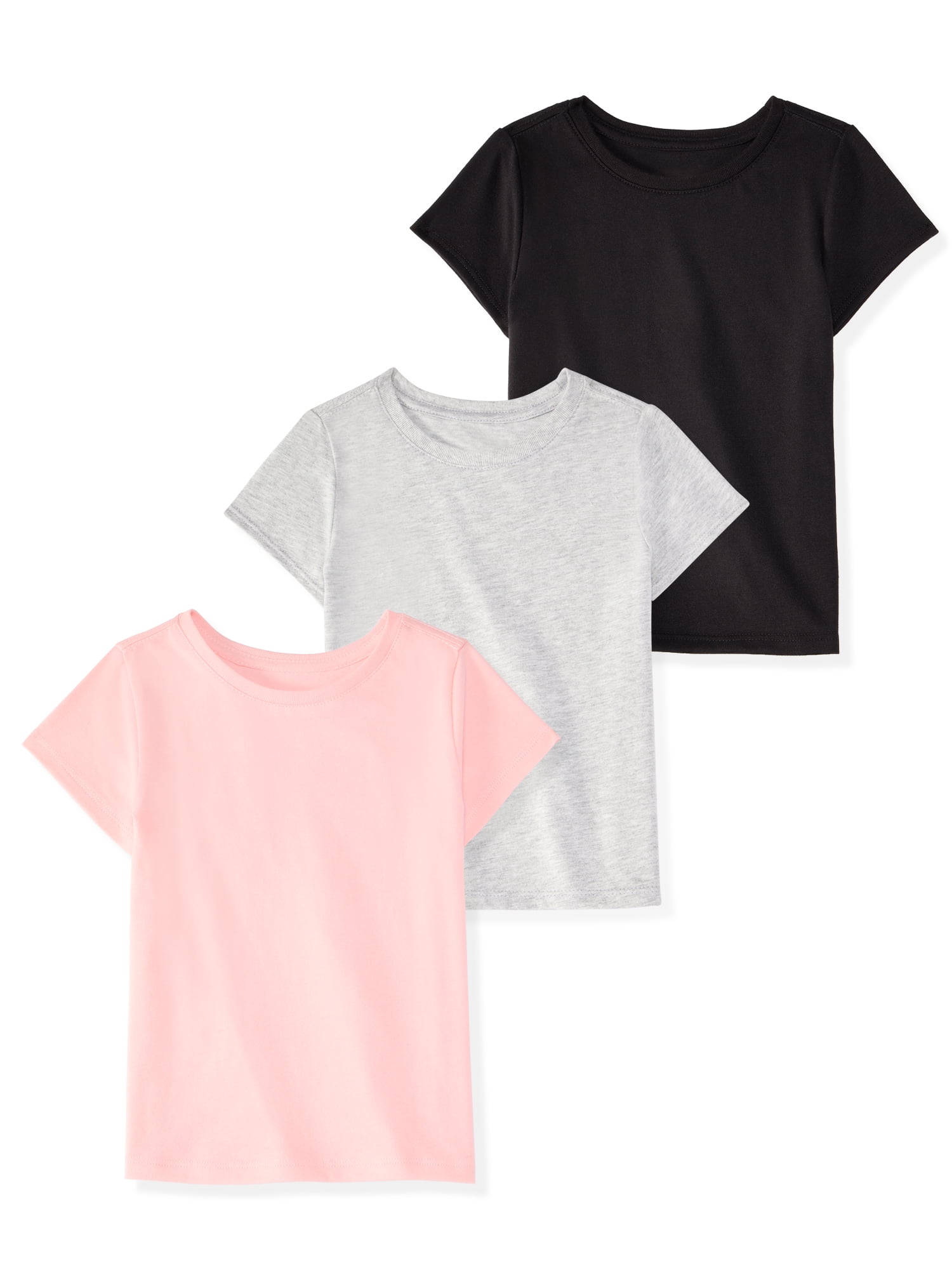 Garanimals Newborn, Baby & Toddler Girl Cotton Short-Sleeve Solid T-Shirts, 3-Pack, Sizes 0-6T