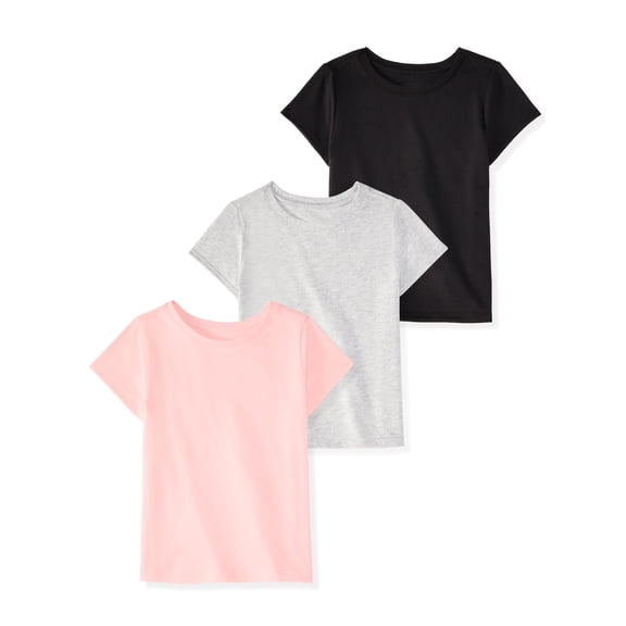Garanimals Baby & Toddler Girl Cotton Short-Sleeve Solid T-Shirts, 3-Pack, 18M-6T