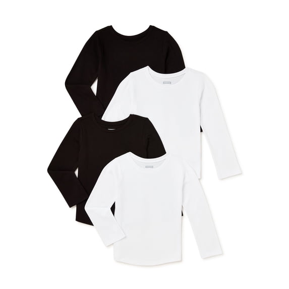 Garanimals Baby and Toddler Girls’ Basic T-Shirt with Long Sleeves, 4-Pack, Sizes 12M-5T