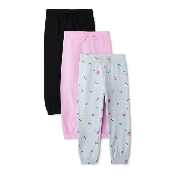 Garanimals Baby and Toddler Girls French Terry Joggers, 3-Pack, Sizes 12M-5T