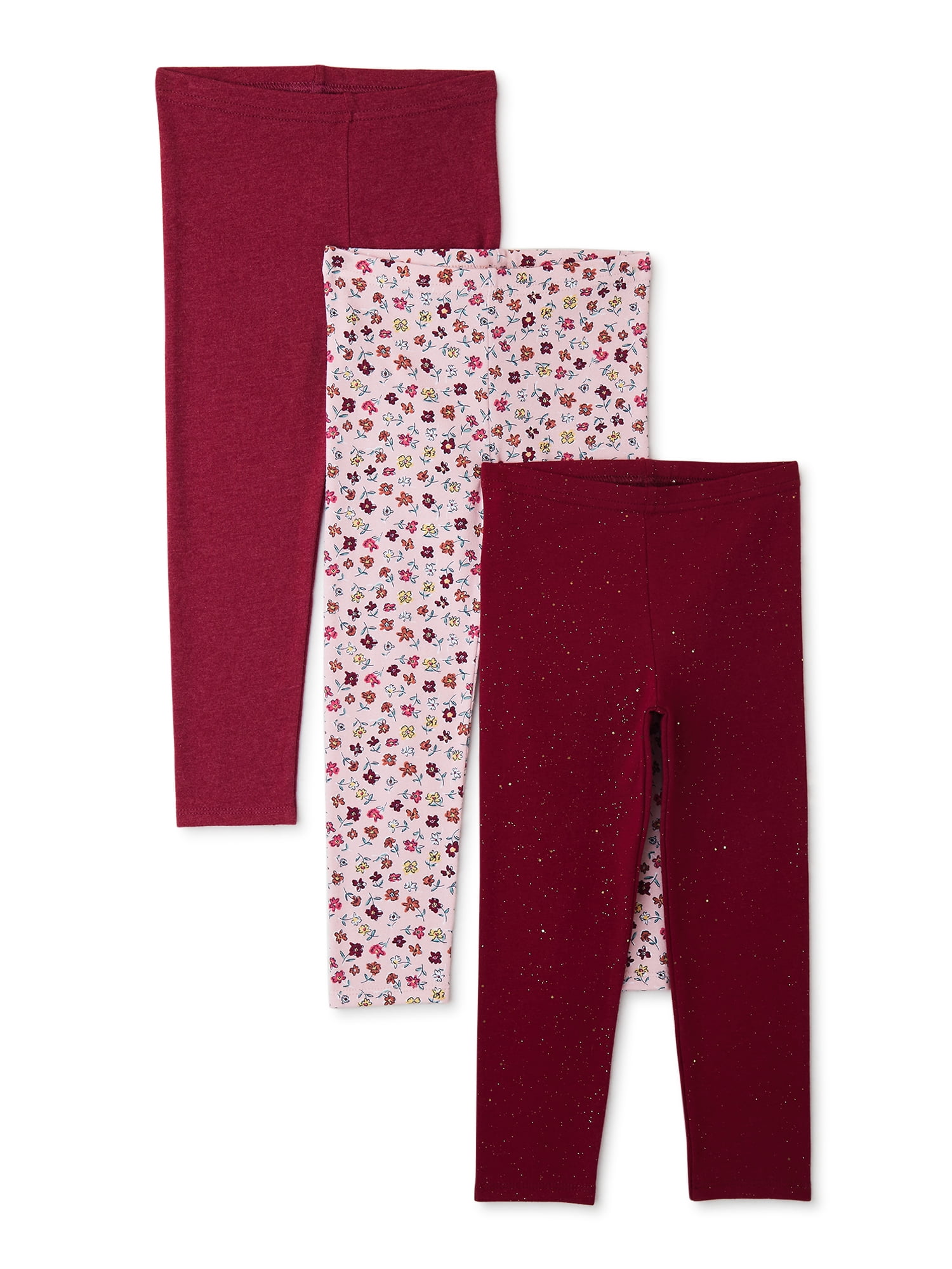 Garanimals Baby and Toddler Girls Leggings, 3Pack, Sizes 12M5T