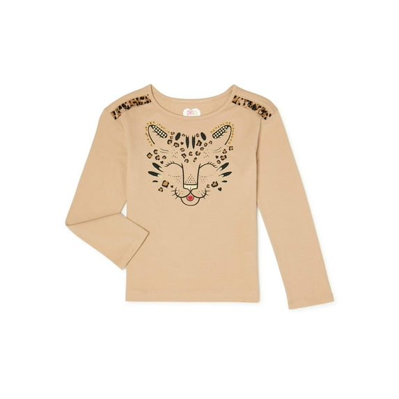 Garanimals Girls 4 Long Sleeve Ruffle Shoulder Tee, Sizes 4-10
