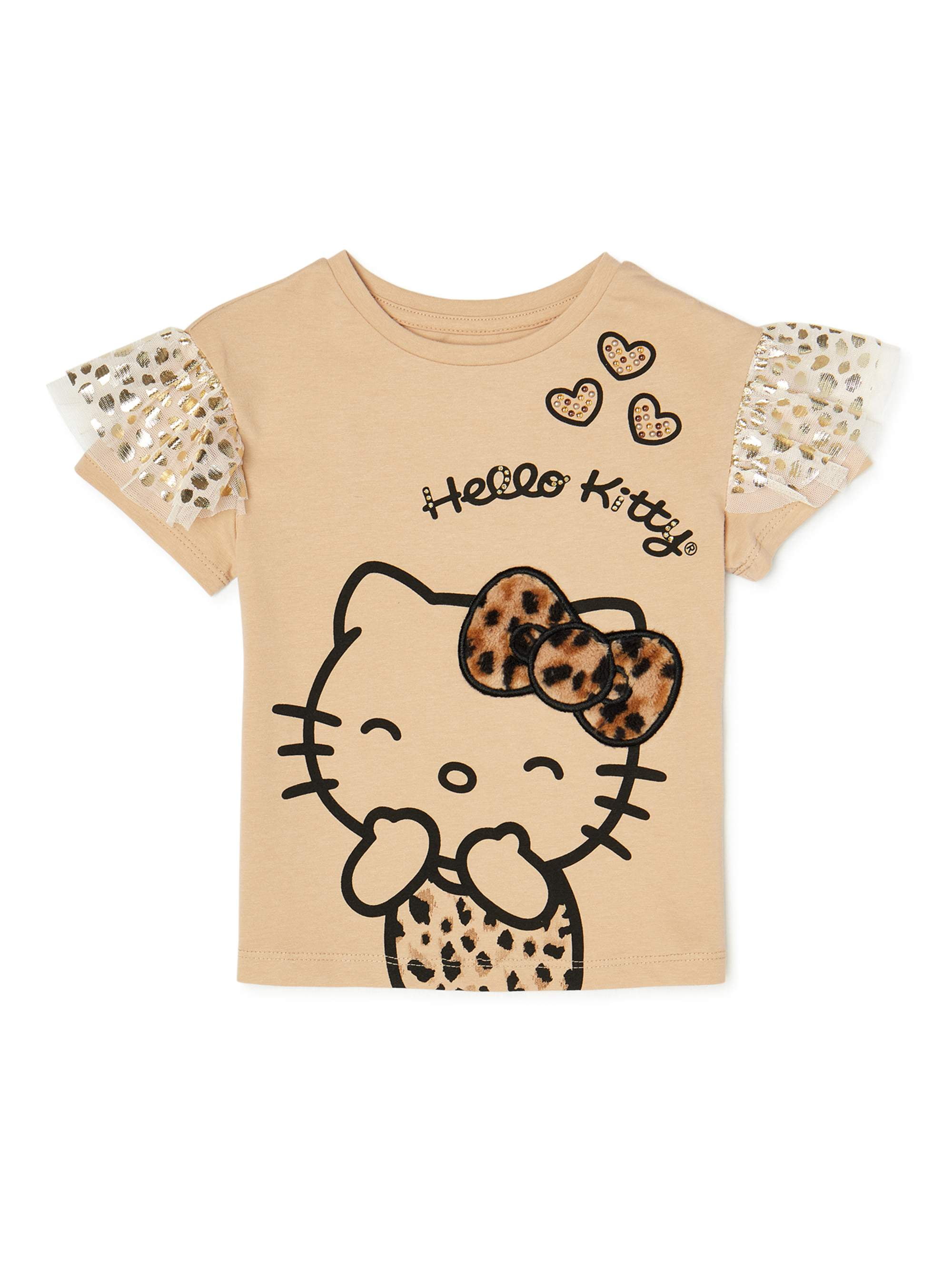 Garanimals Girls Hello Kitty Leopard Print Ruffle Sleeve TShirt, Sizes