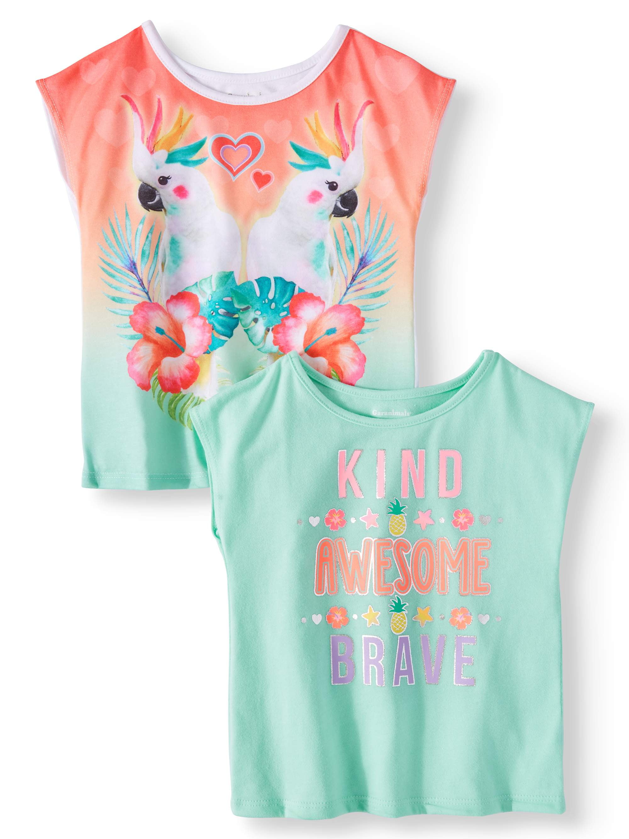 Garanimals Graphic Dolman Sleeve TShirt, 2pc MultiPack (Toddler Girls