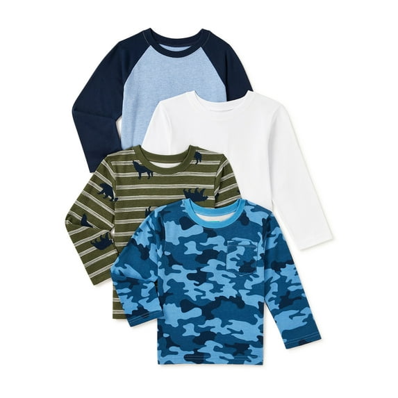 Garanimals Long Sleeve Raglan Regular T-Shirt (Infant or Toddler) 4 Pack
