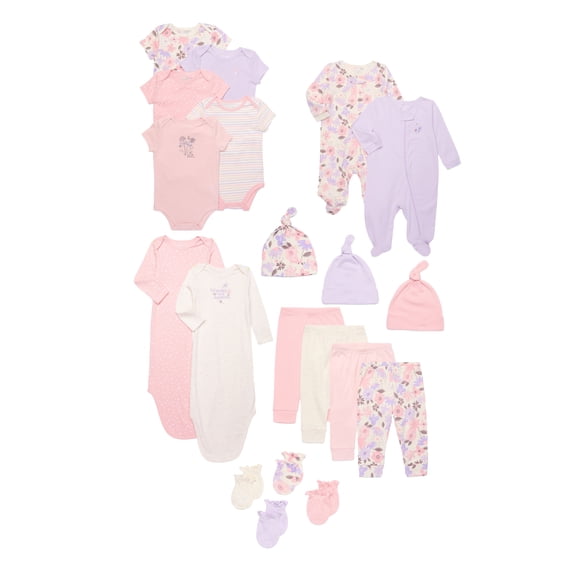 Garanimals Newborn & Baby 100% Cotton Layette Gift Set, Sizes NB–6/9M, 20-Piece