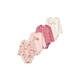 thumbnail image 1 of Garanimals Newborn & Baby 100% Cotton Long Sleeve Bodysuits, Sizes 0–24M, 4-Pack, 1 of 10