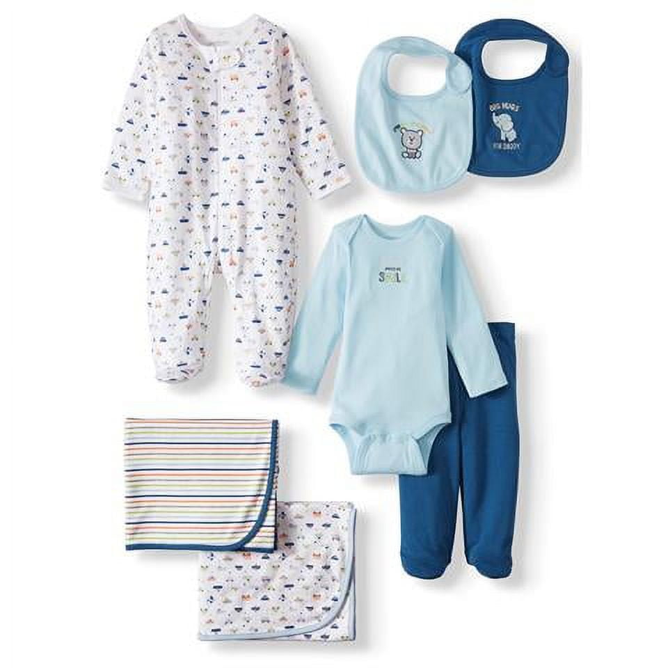Garanimals Newborn Baby Boy Baby Shower Gift Set, 7-Piece, Preemie-6/9 Months