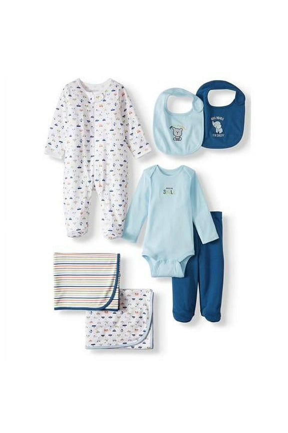 Newborn Baby Boy Layette Shower Gift Set, 7-Piece, Preemie-6/9 Months