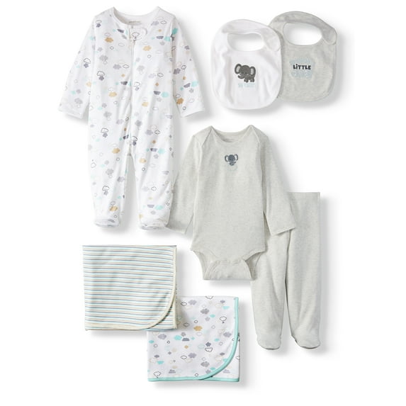 Garanimals Newborn Baby Boy Baby Shower Gift Set, 7-Piece, Preemie-6/9 Months