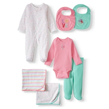 Garanimals Newborn Baby Girl Layette Shower Gift Set, 7-Piece, Preemie-6/9 Months