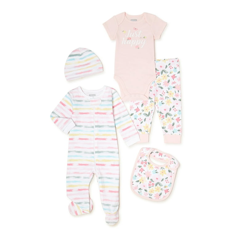Garanimals Newborn Baby Girl Shower Gift Set, 5-Piece, Newborn-6/9