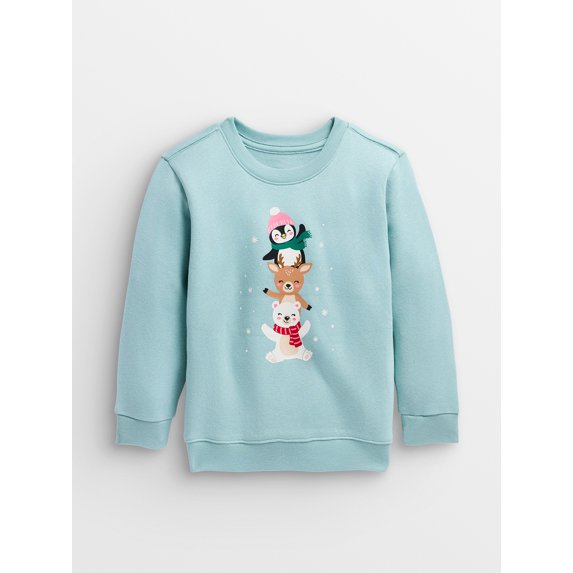 Garanimals Baby & Toddler Girl Holiday Fleece Crewneck Sweatshirt, Sizes 0–6T