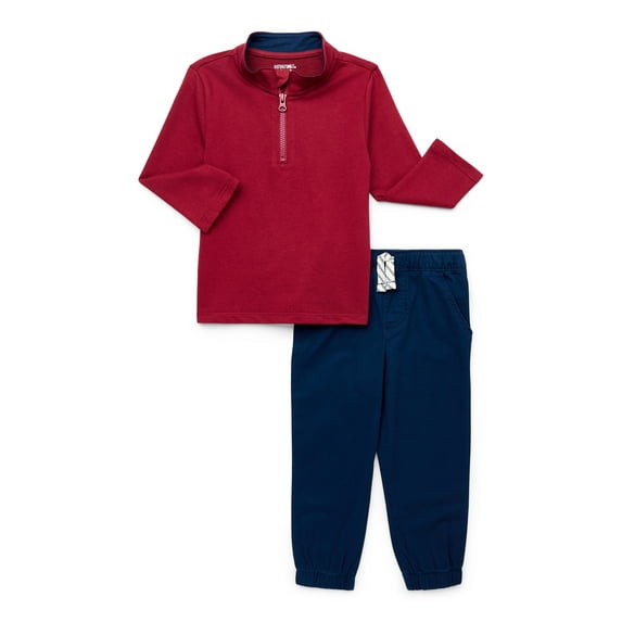 Garanimals Toddler Boy 2-Piece Quarter Zip Top & Jogger Outfit Set, Sizes 18M-5T
