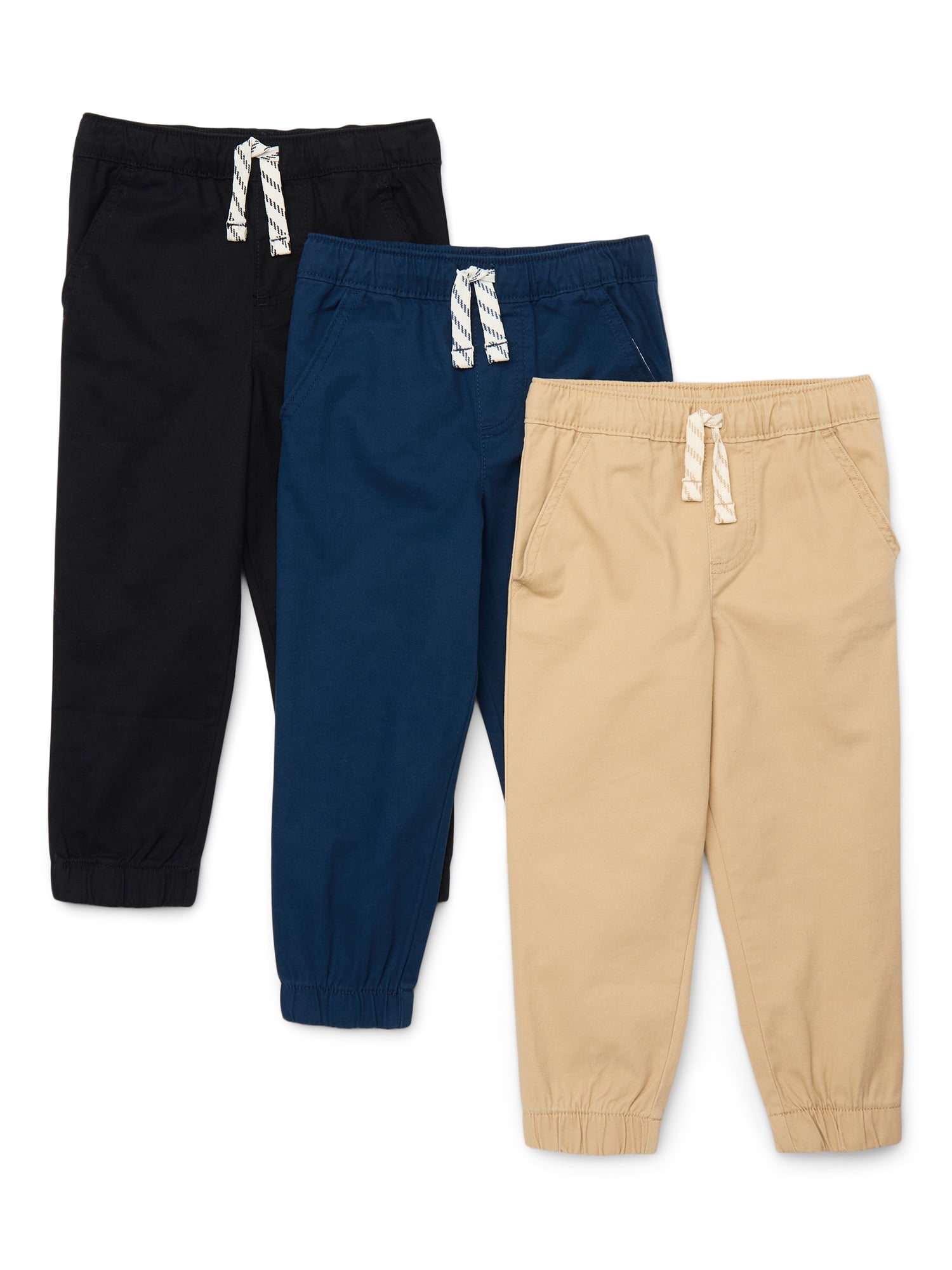 Garanimals Toddler Boys' Stretch Twill Pull-On Jogger Pants, 3-Pack, Sizes 18M-5T