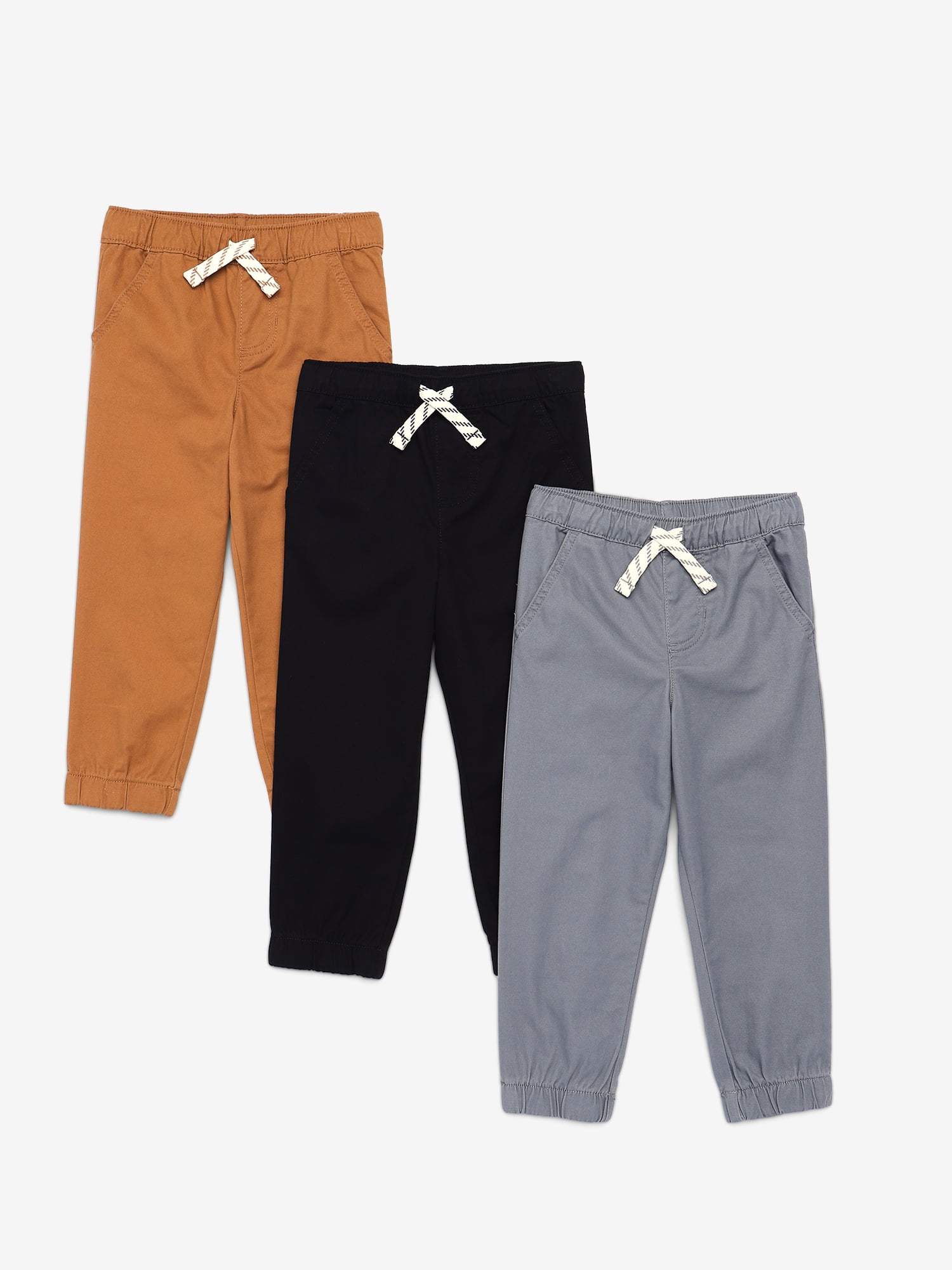 Garanimals Toddler Boys' Stretch Twill Pull-On Jogger Pants, 3-Pack, Sizes 18M-5T