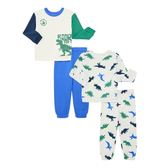 Garanimals Toddler Boy 4-Piece Fleece Sweatshirt & Jogger Outfit Set, Sizes 18M-5T