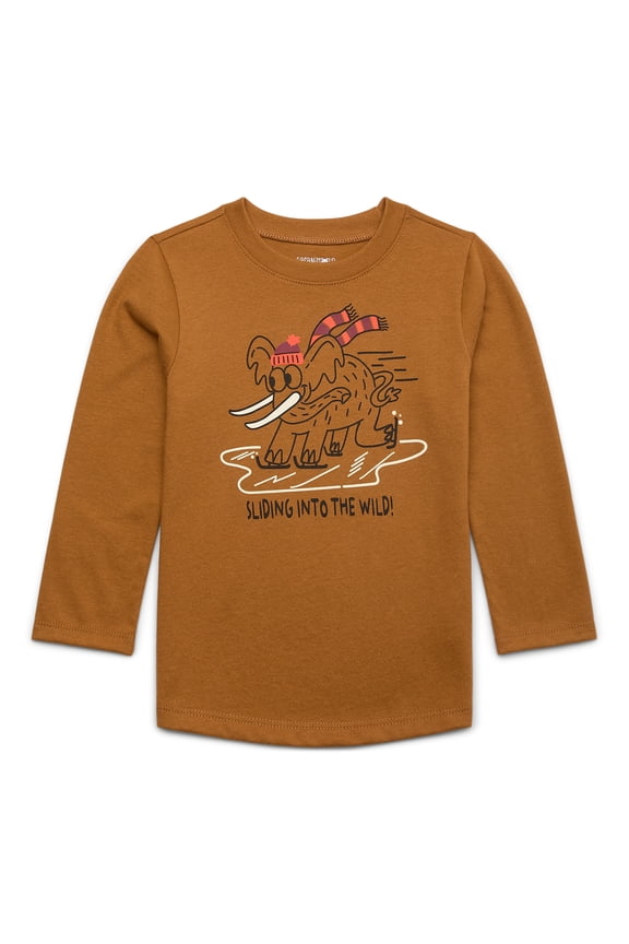 Toddler Boy Holiday Graphic Tee with Long Sleeves, Sizes 18M-5T