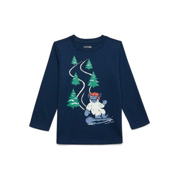 Garanimals Toddler Boy Holiday Graphic Tee with Long Sleeves, Sizes 18M-5T