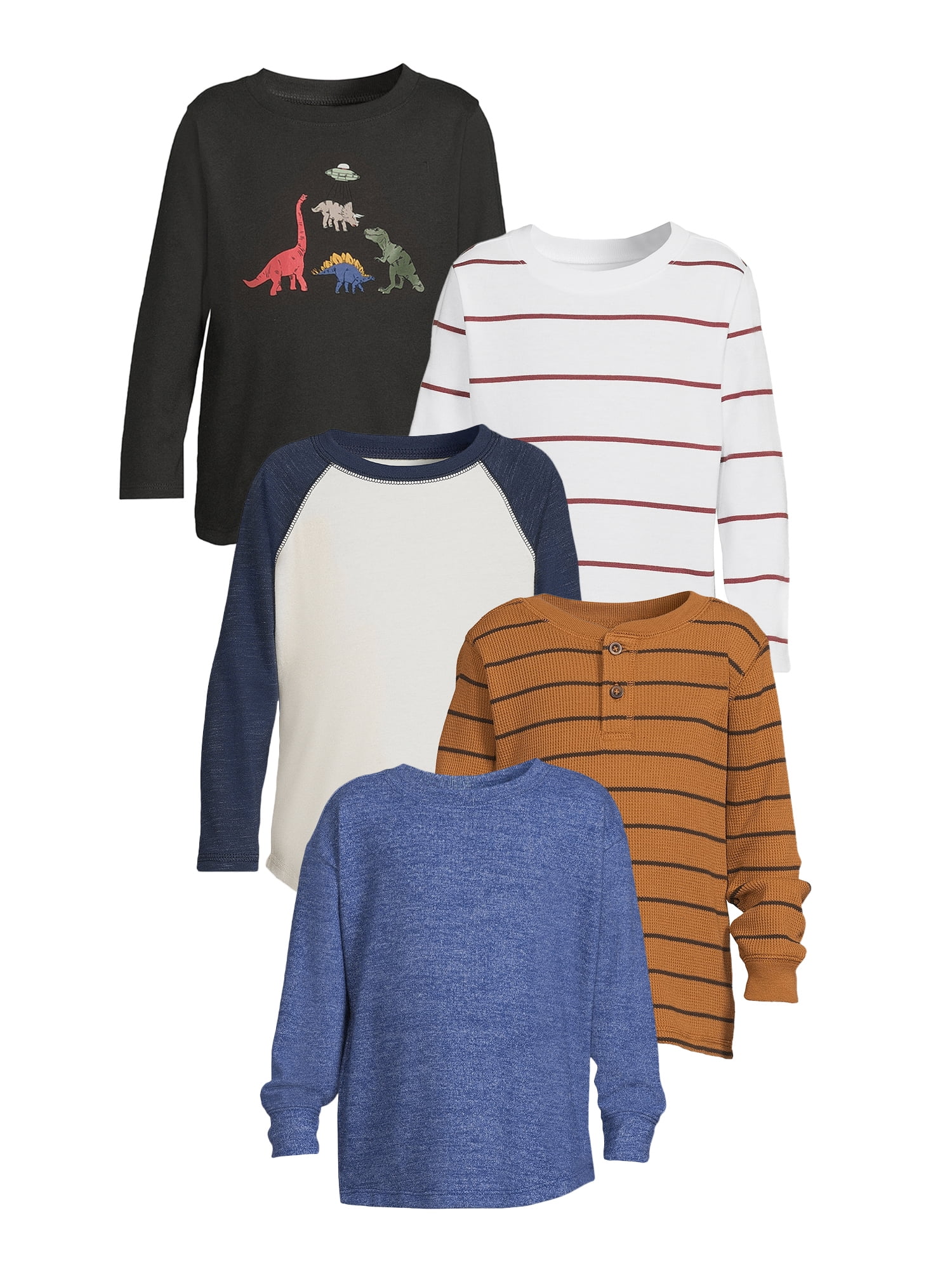 Garanimals Toddler Boy Long Sleeve TShirt, 5Pack, Sizes 12M5T