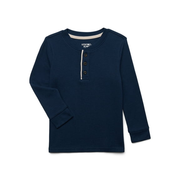Garanimals Toddler Boys Waffle Henley Shirt with Long Sleeves, Sizes 18M-5T