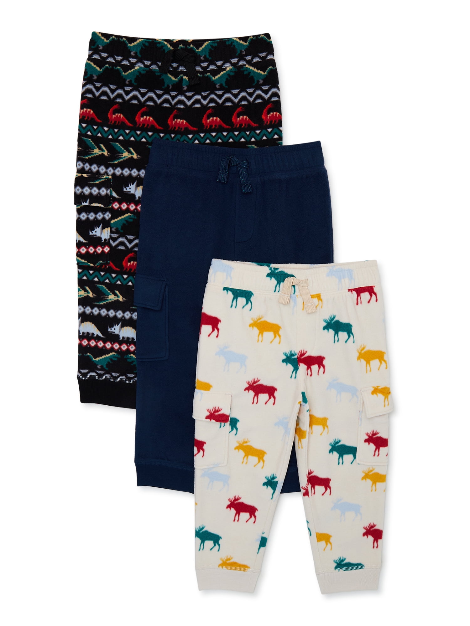 Garanimals Toddler Boy Microfleece Cargo Jogger Pants, 3Pack, Sizes