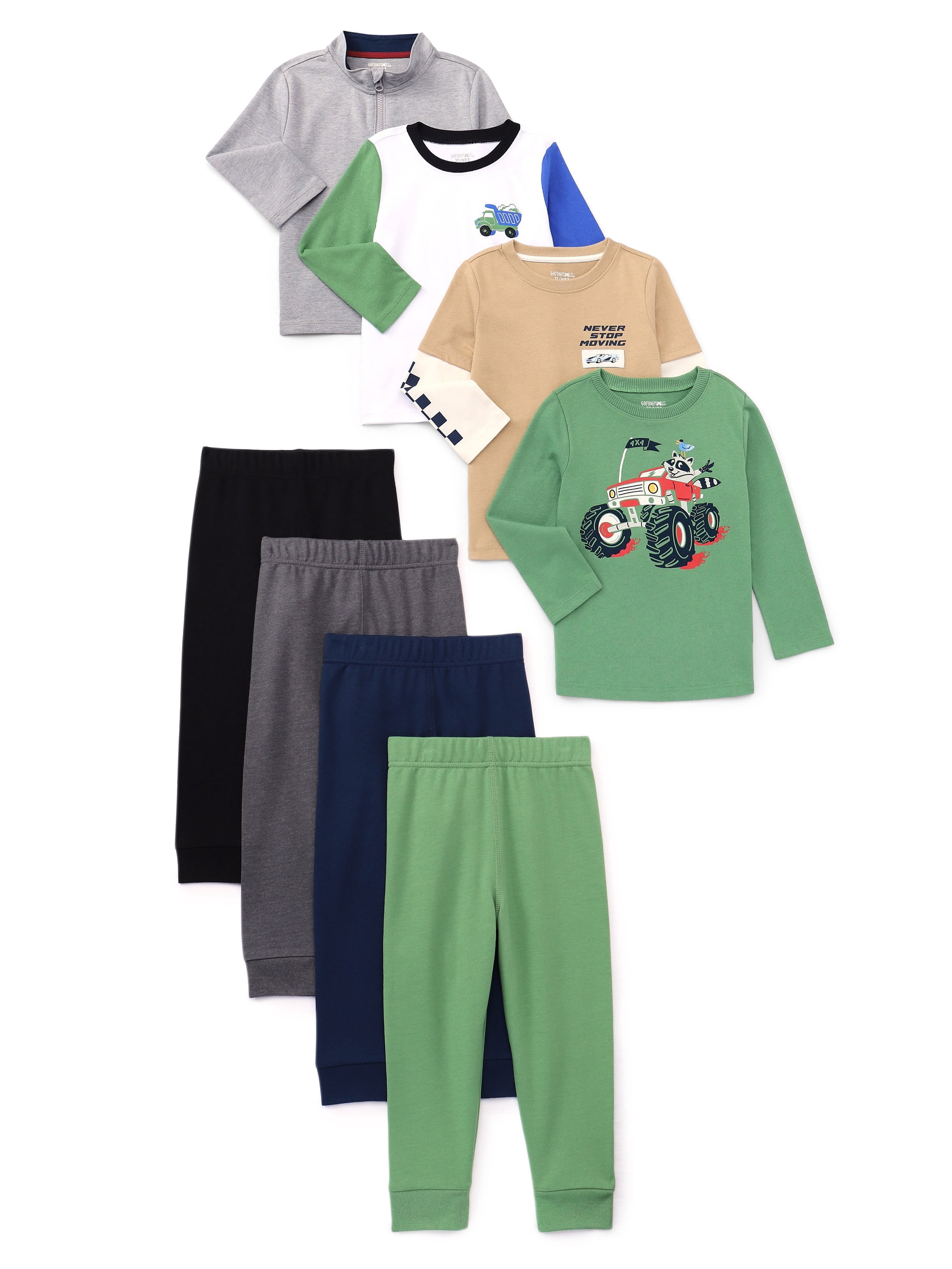 Garanimals Toddler Boy Mix and Match 8-Piece Outfits Kid-Pack, Sizes 18M-5T