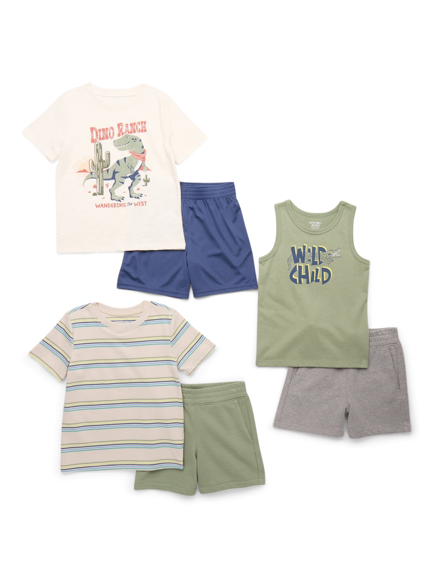 Organic Cotton T-Shirt With Dino Print Light Gray Mix Organic Cotton T-Shirt With Dino Print Light Gray Mix