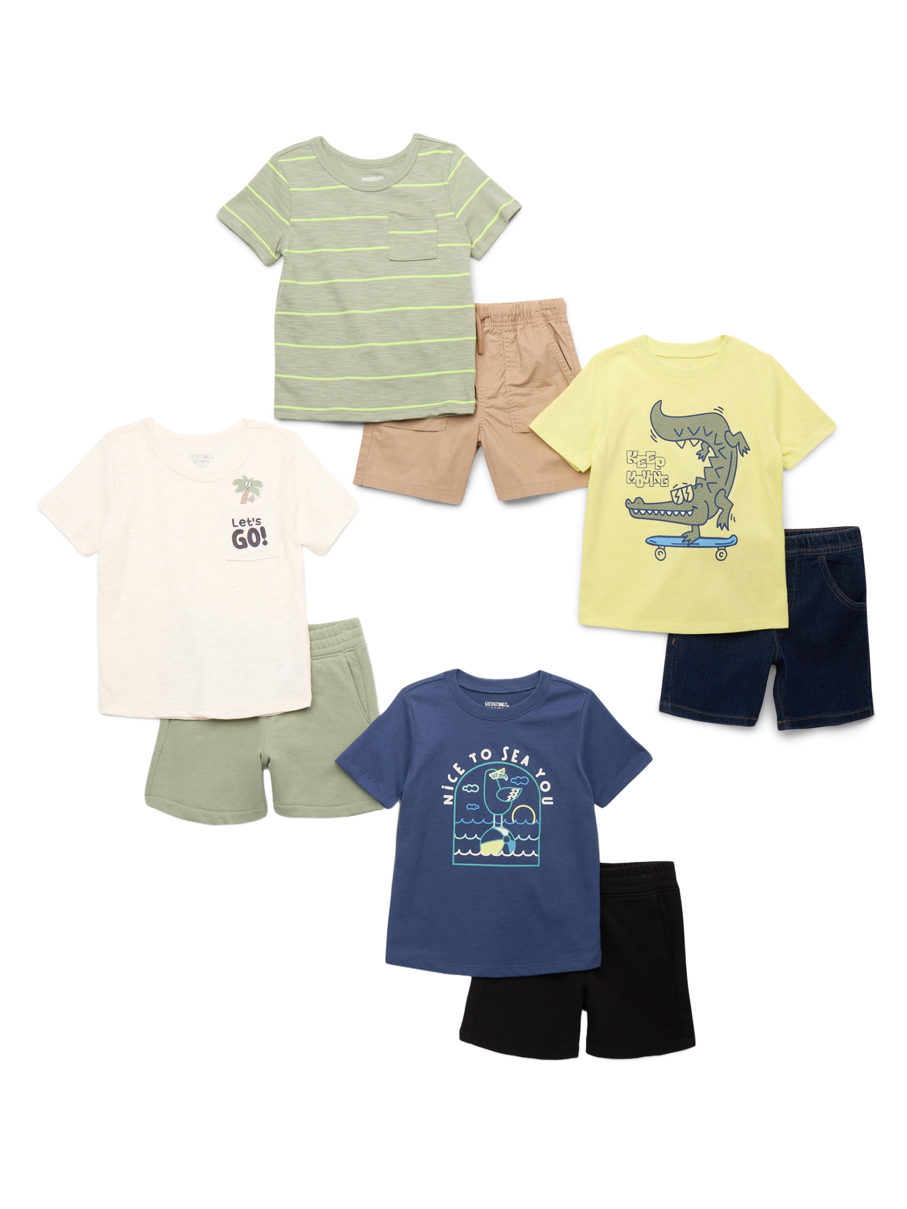 Garanimals Toddler Boy Mix and Match Outfits Kid-Pack, 8-Piece, Sizes 18M-5T