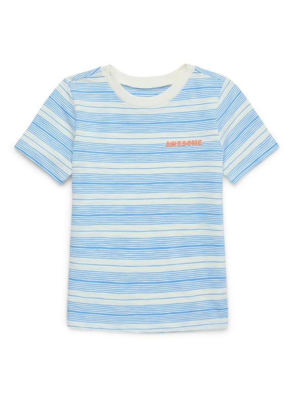 Garanimals Toddler Boy Short Sleeve Striped T-Shirt with Embroidery, Sizes 18M-5T