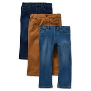 Garanimals Toddler Boy Slim Fit Denim Jeans and Twill Pants Multipack, 3-Pack, Sizes 12M-5T