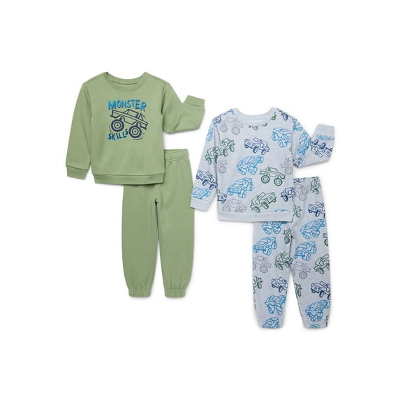 Garanimals Toddler Boy Sweatshirt and Jogger Fleece Outfit Set, 4-Piece, Sizes 2T-5T