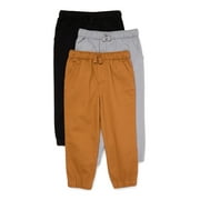 Garanimals Toddler Boys Twill Jogger Pants, 3-Pack, Sizes 18M-5T