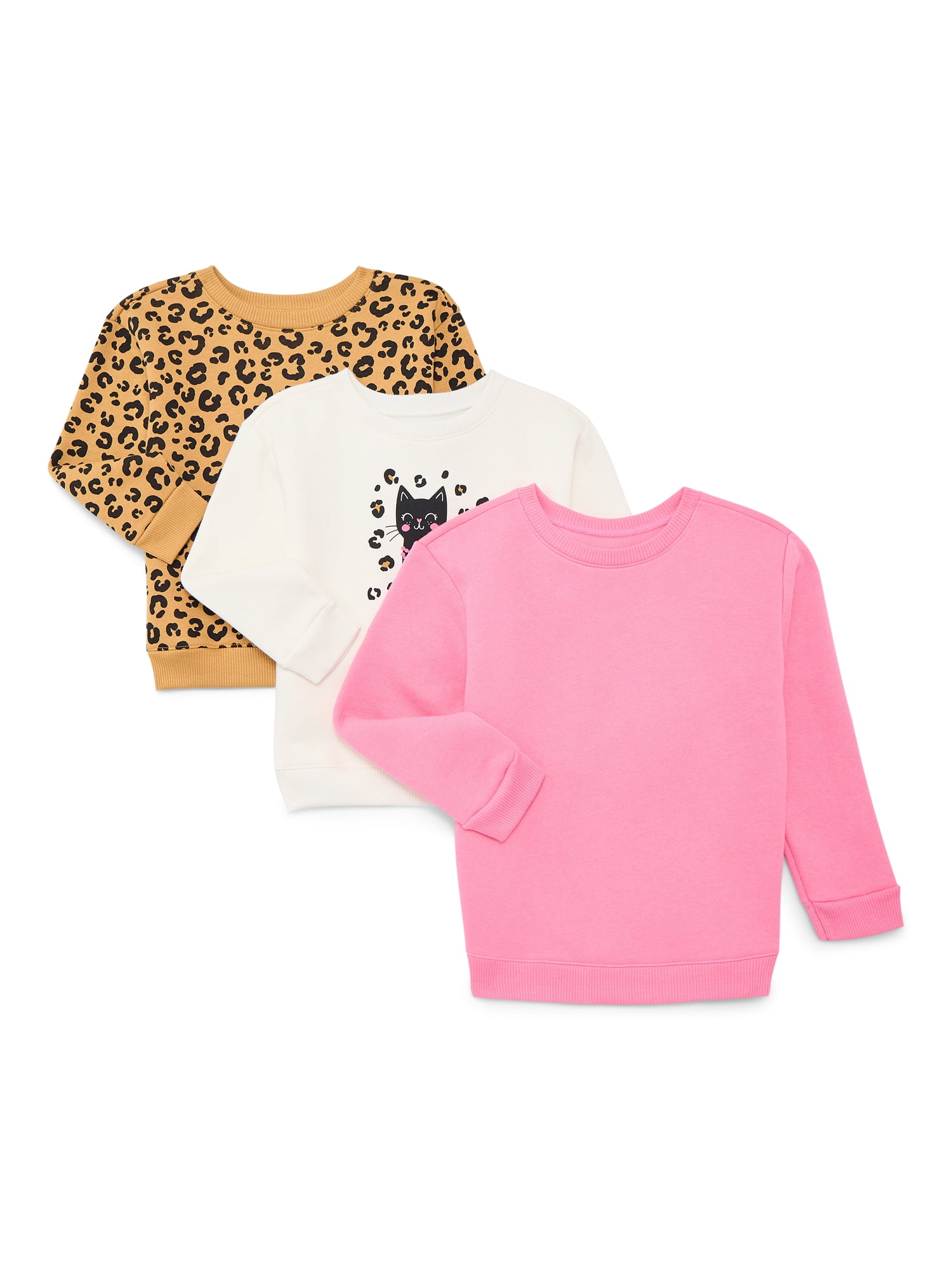 Garanimals Toddler Girl 3-Pack Assorted Fleece Sweatshirts, Sizes 18M-5T